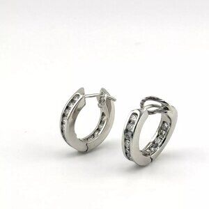 Tiffany & Co. Hoops 1ct Diamonds Platinum Inside Out Small Earrings